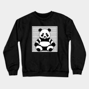 Panda in a Stripes Pullover Crewneck Sweatshirt